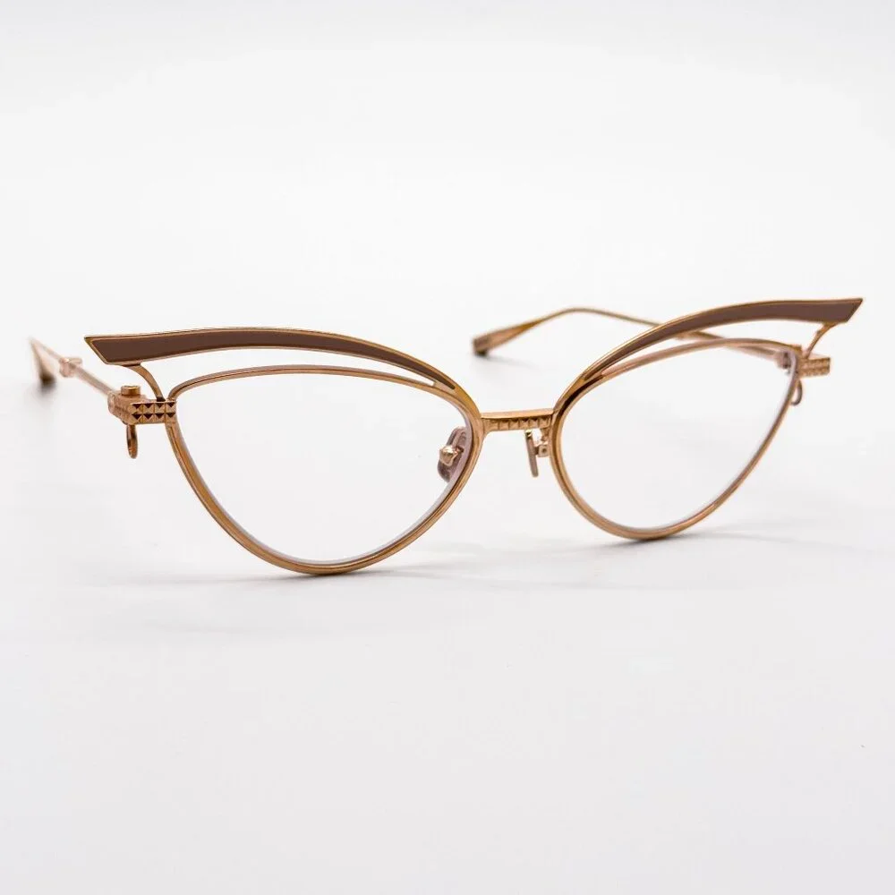 NEW VALENTINO GLASSLINER VLX-118F EYEGLASSES CAT EYE GOLD EYEWEAR WITH CHAIN